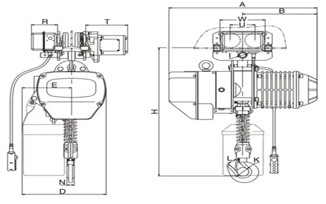 1-ton-cift-hiz-zincirli-vinc-teknik-cizim.webp Ürünü Teknik Resmi