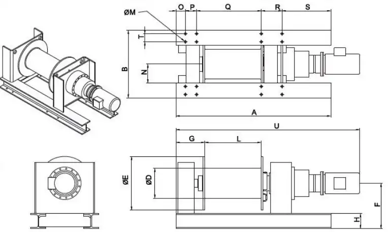 agir tonajli elektrikli irgat vinci teknik resim