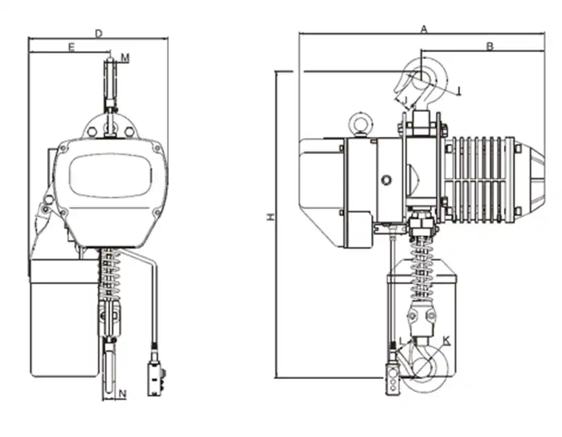 cift hizli zincirli sabit vinc teknik resim 4