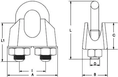 din 741 galvanizli klemens teknik resim