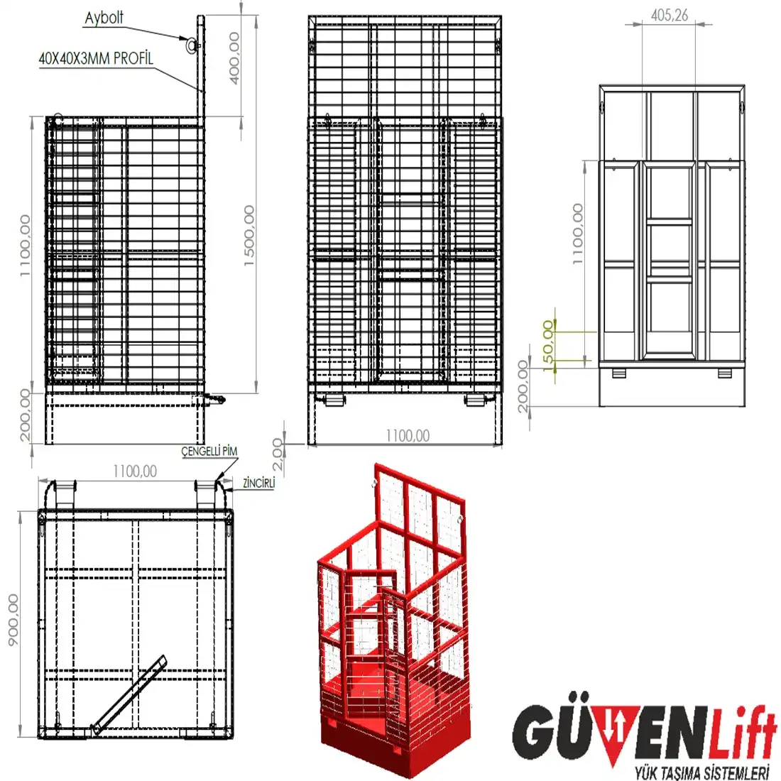forklift personel sepeti gvn105