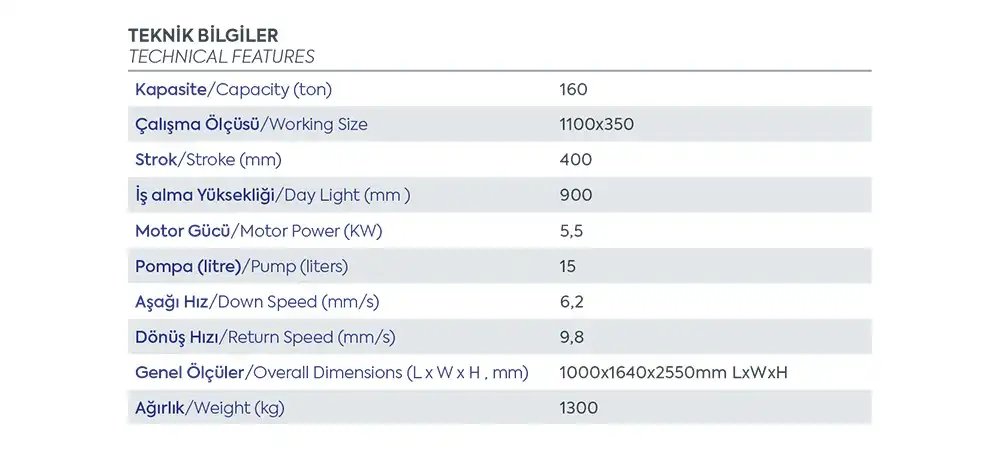 hd160 hidrolik pres teknik