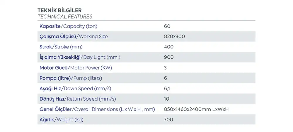 hd60 hidrolik pres teknik