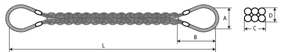 Örgülü Çelik Sapan 1 orgulu celik sapan teknik resim